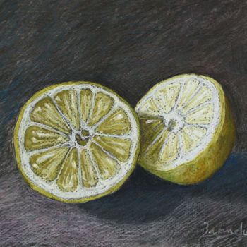 Peinture intitulée "Citron coupé" par Nicolas Brandicourt, Œuvre d'art originale, Pastel