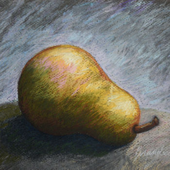 Peinture intitulée "poire couchée 2" par Nicolas Brandicourt, Œuvre d'art originale, Pastel Monté sur Carton