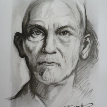 Zeichnungen mit dem Titel "John Malkovich" von Nicolas Delatronchette, Original-Kunstwerk, Kohle