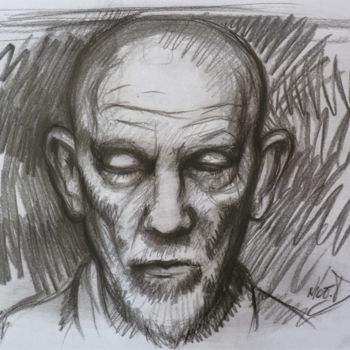 Dessin intitulée "John Malkovich 4" par Nicolas Delatronchette, Œuvre d'art originale, Fusain