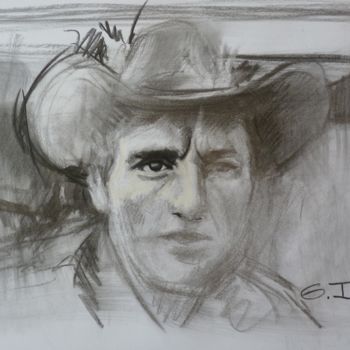 Dibujo titulada "Dennis Hopper dessi…" por Nicolas Delatronchette, Obra de arte original, Carbón