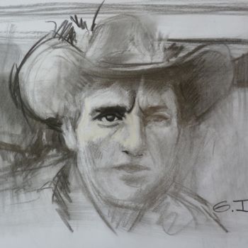 Drawing titled "Dennis Hopper dessi…" by Nicolas Delatronchette, Original Artwork, Charcoal