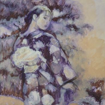 Pintura intitulada "kimono-violet" por Nicolas Delatronchette, Obras de arte originais, Acrílico