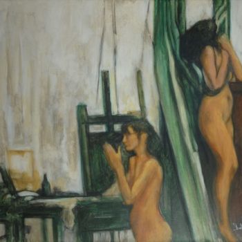 Malerei mit dem Titel "une-descente-de-nue…" von Nicolas Delatronchette, Original-Kunstwerk, Acryl