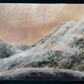 Painting titled "MontagneS XIII" by Nicolas Guyot, Original Artwork, Analog Print Mounted on Wood Panel