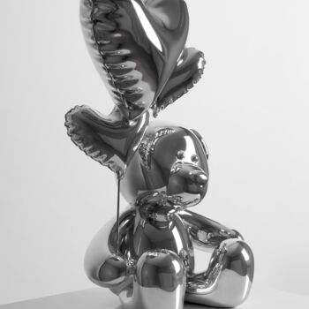 Sculptuur getiteld "Teddy Love Chrome A…" door Nicolas Krauss, Origineel Kunstwerk, Hars