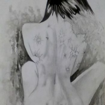 Drawing titled "Femme brisée" by Nico Mu, Original Artwork, Ink
