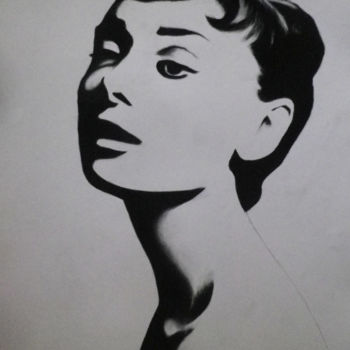 Disegno intitolato "Visage 133 - Audrey…" da Nicolas Neyman, Opera d'arte originale, Pastello