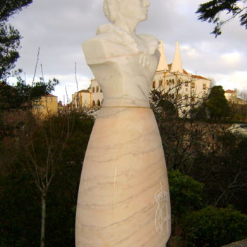 Sculpture titled "Dona Maria Pia" by Nicolau Campos, Original Artwork, Stone