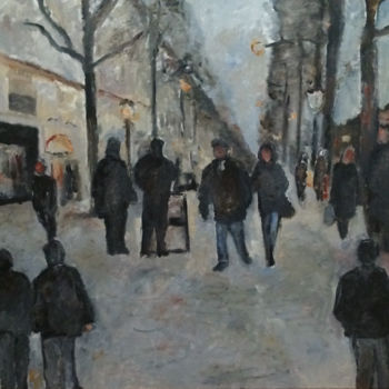 Painting titled "Scène de rue" by Françoise Vivier Nicolaÿ, Original Artwork, Oil