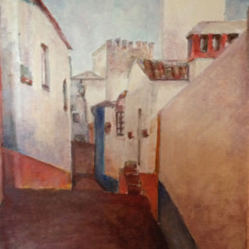 Painting titled "Obidos" by Françoise Vivier Nicolaÿ, Original Artwork, Oil