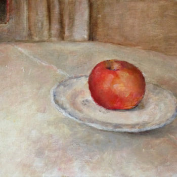 Peinture intitulée "La pomme" par Françoise Vivier Nicolaÿ, Œuvre d'art originale, Huile