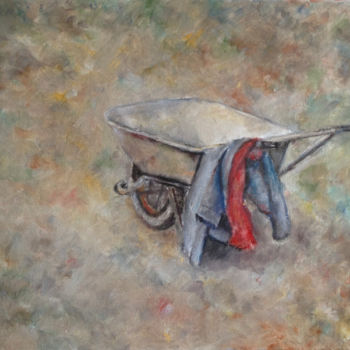 Malerei mit dem Titel "La brouette" von Françoise Vivier Nicolaÿ, Original-Kunstwerk, Öl