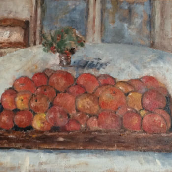 Painting titled "Corbeille de pommes" by Françoise Vivier Nicolaÿ, Original Artwork