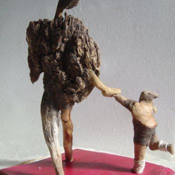 Sculpture intitulée "mere et garcon" par Nicole Agoutin, Œuvre d'art originale