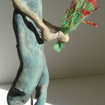 Sculpture titled "fleur bleue" by Nicole Agoutin, Original Artwork