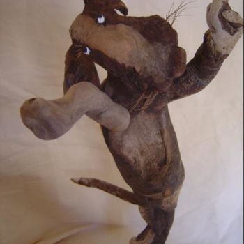 Sculpture titled "chien bondissant" by Nicole Agoutin, Original Artwork