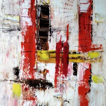 Painting titled "Towers" by Nicole Bachelard, Original Artwork, Oil Mounted on Wood Stretcher frame