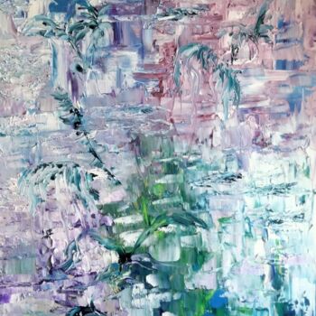 Pintura titulada "Reflets dans l étang" por Nicole Bachelard, Obra de arte original, Oleo Montado en Bastidor de camilla de…
