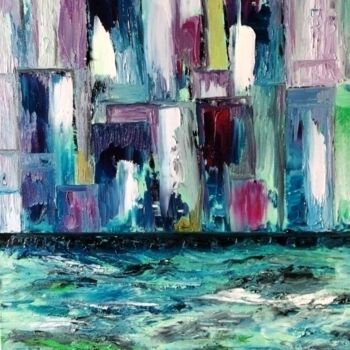 Картина под названием "Les docks" - Nicole Bachelard, Подлинное произведение искусства, Масло Установлен на Деревянная рама…