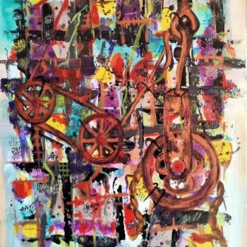 Картина под названием "La rouille" - Nicole Bachelard, Подлинное произведение искусства, Акрил Установлен на Деревянная рама…