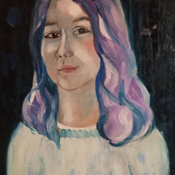 Ζωγραφική με τίτλο "Pauline, enfant" από Nicole Bachelard, Αυθεντικά έργα τέχνης, Λάδι Τοποθετήθηκε στο Ξύλινο φορείο σκελετό