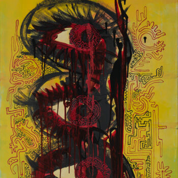Ζωγραφική με τίτλο "The Eyes" από Nicole Bajger, Αυθεντικά έργα τέχνης, Ακρυλικό Τοποθετήθηκε στο Ξύλινο φορείο σκελετό