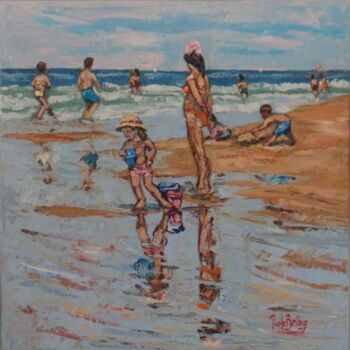 Peinture intitulée "A la plage" par Nicole Bellocq, Œuvre d'art originale, Huile