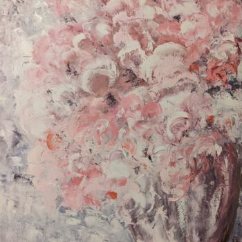 Malerei mit dem Titel "Floral rose contemp…" von Nicole Caron, Original-Kunstwerk, Öl