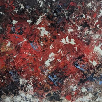 Painting titled "Deep red abstractio…" by Nicole Caron, Original Artwork, Oil