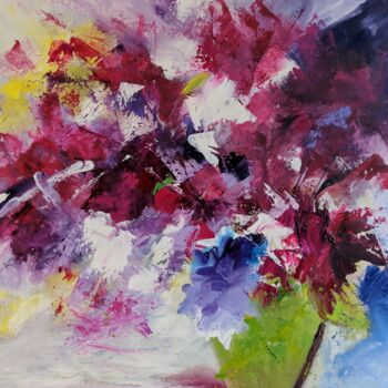 Peinture intitulée "Poésie florale" par Nicole Caron, Œuvre d'art originale, Huile
