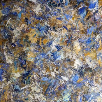 Painting titled "Blue fragments" by Nicole Caron, Original Artwork, Oil