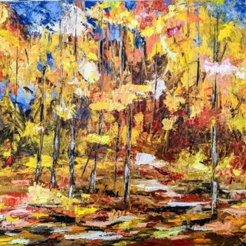 Painting titled "Souvenirs d'automne" by Nicole Caron, Original Artwork, Oil