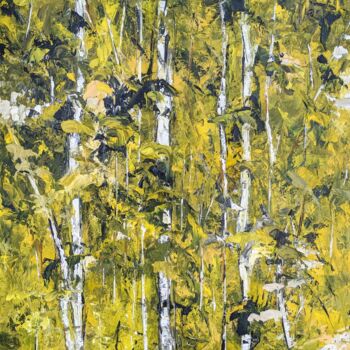 Peinture intitulée "Bosquet de bouleaux…" par Nicole Caron, Œuvre d'art originale, Huile