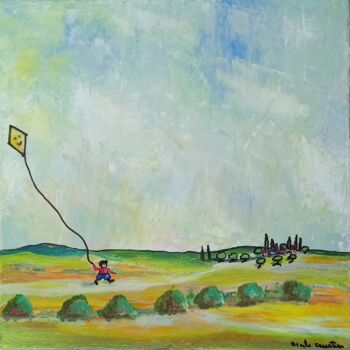 Peinture intitulée "Le cerf volant" par Nicole Carretier, Œuvre d'art originale, Acrylique