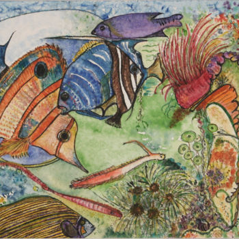 Peinture intitulée "AQUARIUM" par Nikol, Œuvre d'art originale, Aquarelle