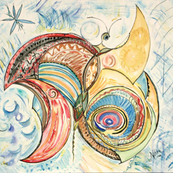 Painting titled "PAPILLONNAGE ET SED…" by Nikol, Original Artwork, Watercolor