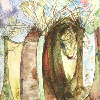 「ARBRES SANS FEUILLE」というタイトルの絵画 Nikolによって, オリジナルのアートワーク, 水彩画