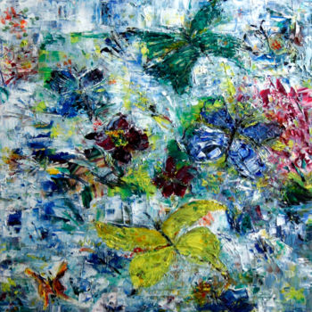 Painting titled "FLOCONS PAPILLONS" by Nikol, Original Artwork, Oil