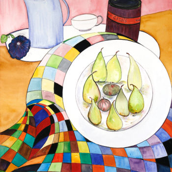 Painting titled "BREAKFAST" by Nikol, Original Artwork, Watercolor