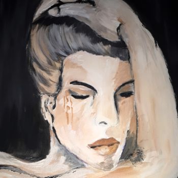 Schilderij getiteld "La  jeune  femme  t…" door Nicole De Pauw, Origineel Kunstwerk, Acryl Gemonteerd op Frame voor houten b…