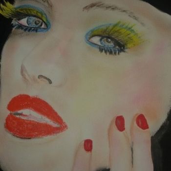 Schilderij getiteld "Le masque" door Nicole De Pauw, Origineel Kunstwerk, Pastel