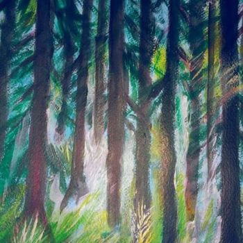 Картина под названием "La  forêt  féerique" - Nicole De Pauw, Подлинное произведение искусства, Масло