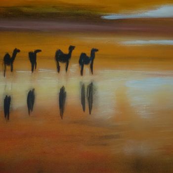Malerei mit dem Titel "Le désert du Sahara" von Nicole De Pauw, Original-Kunstwerk, Pastell