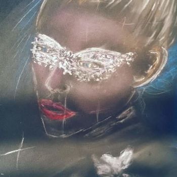 Tekening getiteld "Le masque" door Nicole De Pauw, Origineel Kunstwerk, Pastel