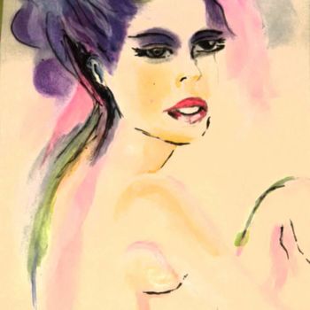 Painting titled "la-femme-tout-en-co…" by Nicole De Pauw, Original Artwork, Watercolor