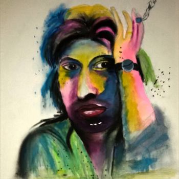 Schilderij getiteld "Serge Gainsbourg" door Nicole De Pauw, Origineel Kunstwerk, Olie