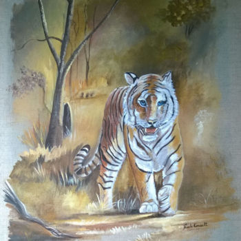 Pintura intitulada "le-tigre-aux-yeux-b…" por Nicole Esnault, Obras de arte originais, Acrílico
