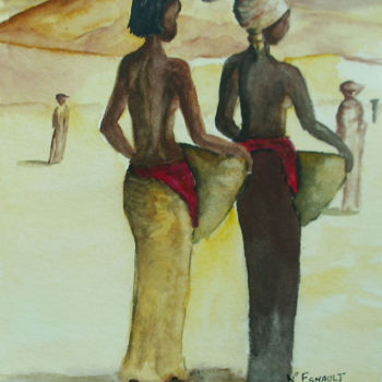 Картина под названием "femmes-du-sahara.jpg" - Nicole Esnault, Подлинное произведение искусства