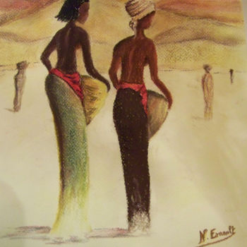 Pittura intitolato "femmes-du-desert-12…" da Nicole Esnault, Opera d'arte originale
